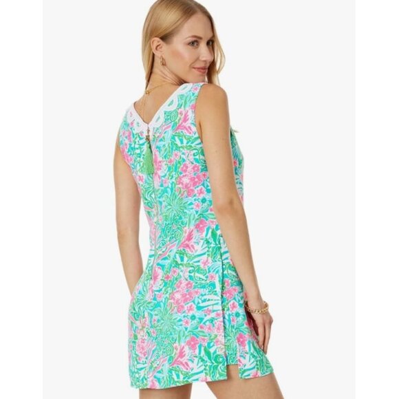 Lilly Pulitzer Ronnie Shift Romper Dress Leaf It Wild Amalfi Blue Size 10 - Picture 2 of 16
